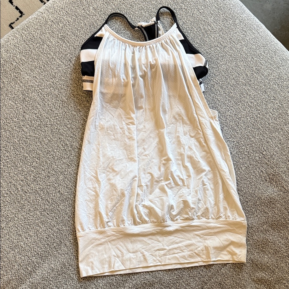 lululemon athletica White and Black Razorback Tank